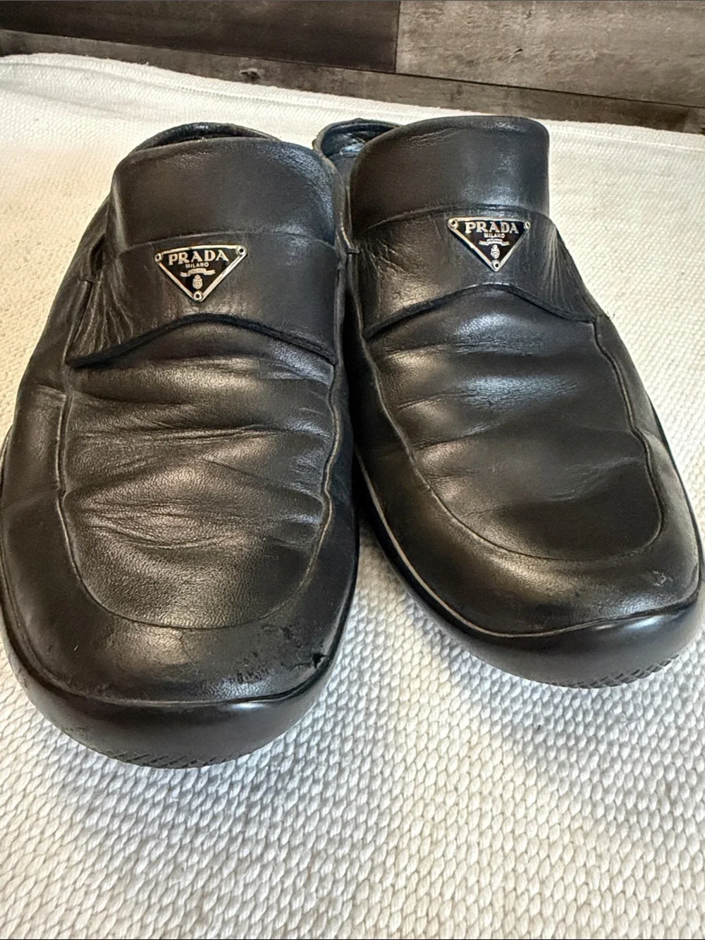 Prada Black Leather Mule Loafers Men’s 9 1/2